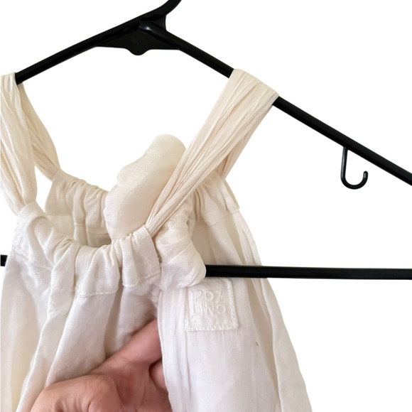 120% Lino White Linen Tie Neck Maxi Halter Dress - Picture 6 of 11